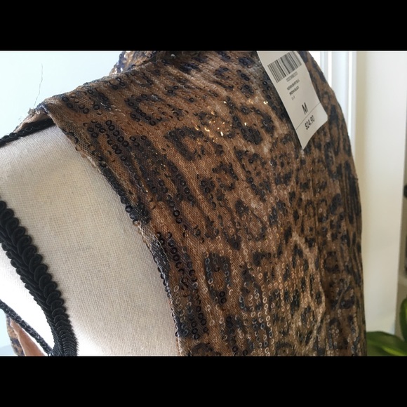 F21 Sequins Leopard Top Size M - Picture 4 of 7